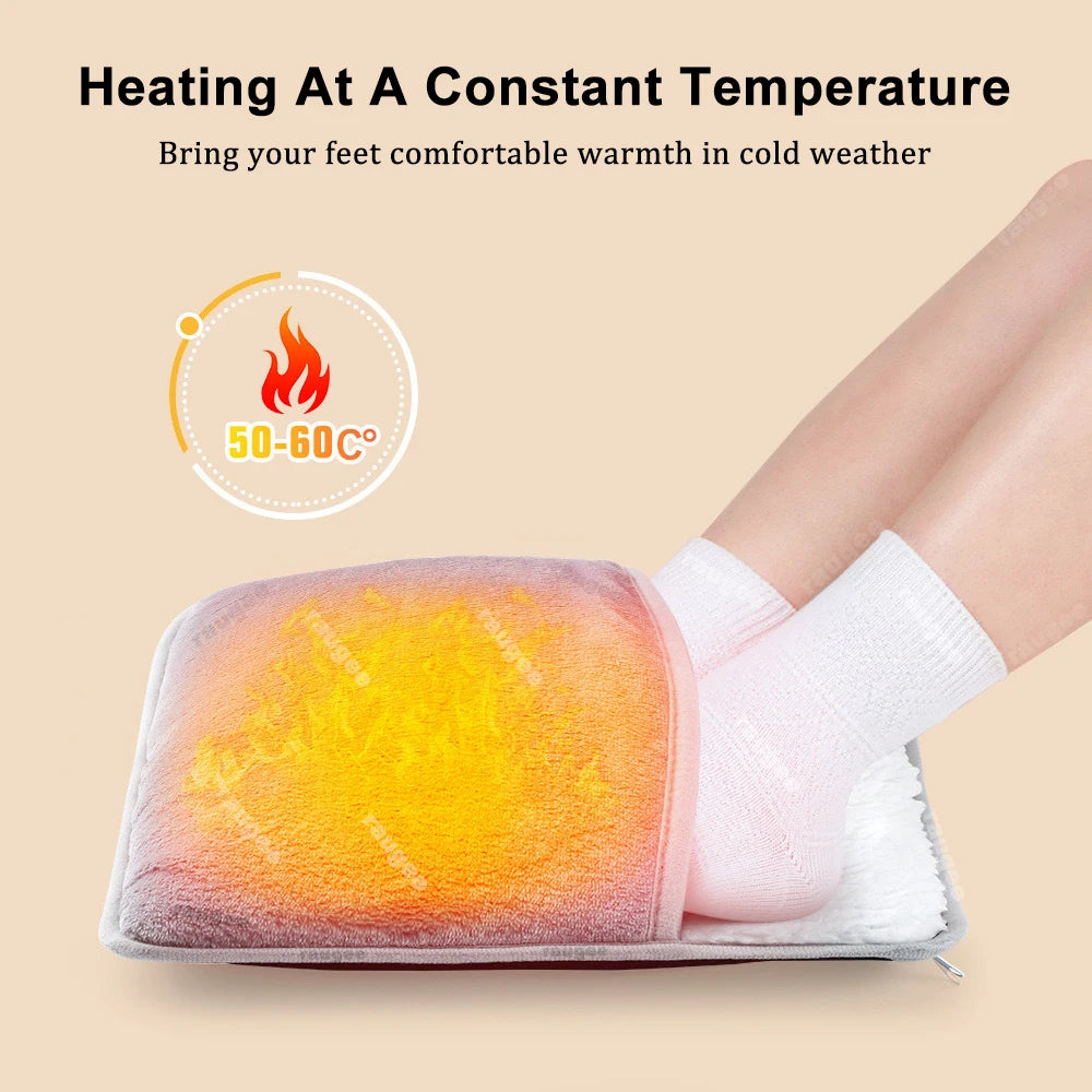Raugee USB Electric Foot Warmer Mat – Portable Wearable Soft Foot Heating Pad for Home, Winter Warmth