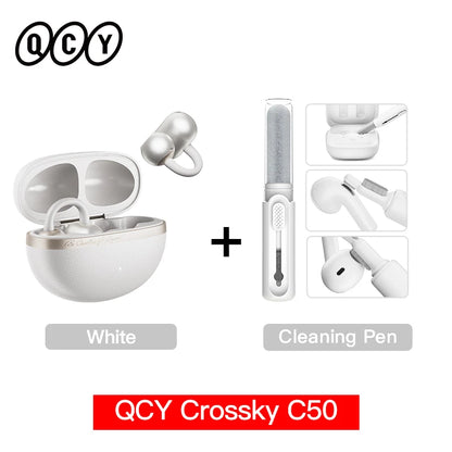 QCY Crossky C50 Open-Ear Clip-On Wireless Earbuds – Bluetooth 6.0, 4 AI Mics, Bass Boost, 60Hrs