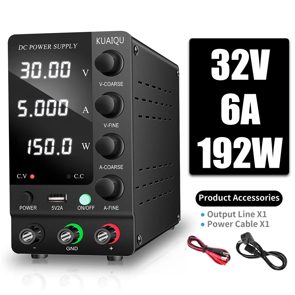 KUAIQU Adjustable DC Lab Bench Power Supply (30V–120V)