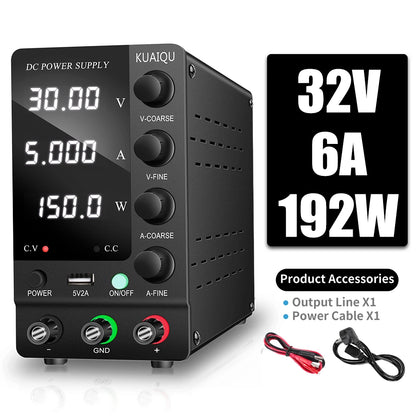 KUAIQU Adjustable DC Lab Bench Power Supply (30V–120V)