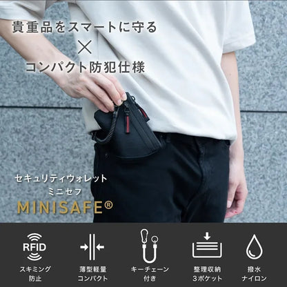 RFID Nylon Mini Wallet with Zipper & D-Ring Clip