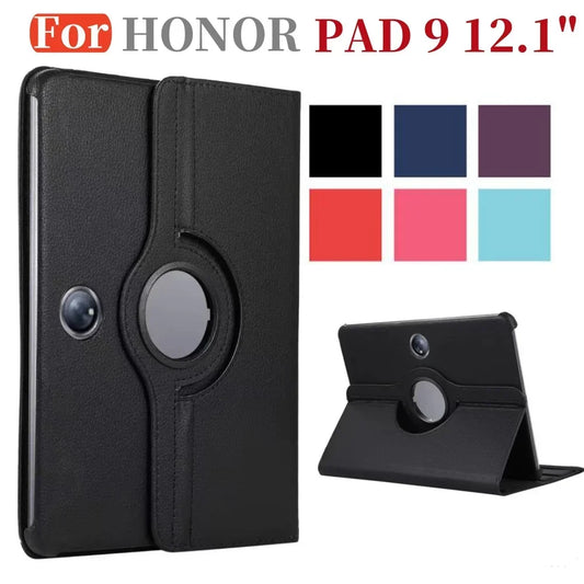 For Huawei Honor Pad 9 12.1 inch 2024 360 Rotating Case Stand Cover PU Leather Case For Honor Pad 9 HEY2-W09 HEY2-W19 funda