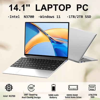 14.1" Ultra Slim Notebook – Intel N3700 16GB RAM 2TB SSD 1920x1080 Windows 11 Pro