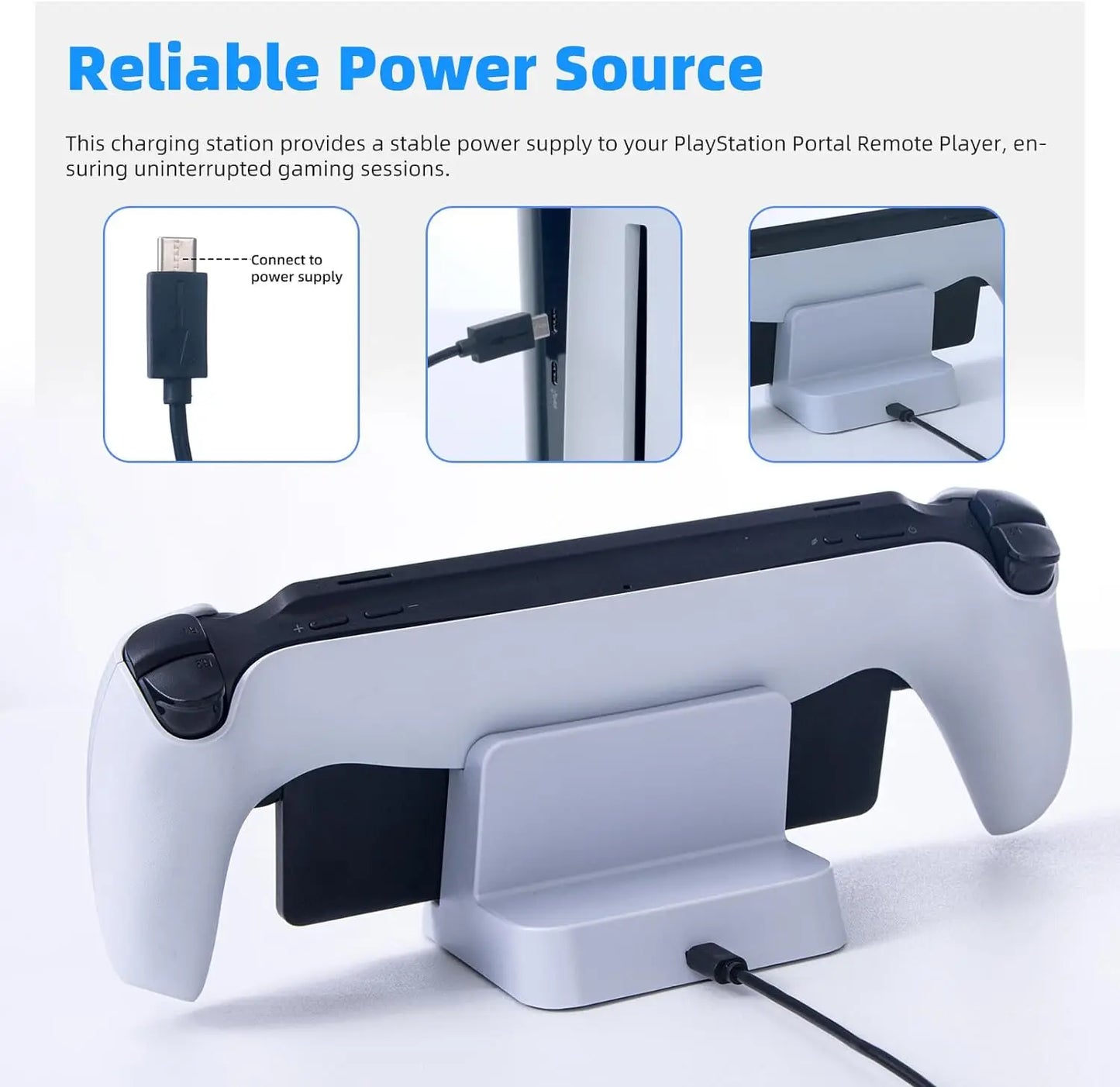 PS5 Portal Remote Player Charging Dock with Metal Base – Stand Charger Station