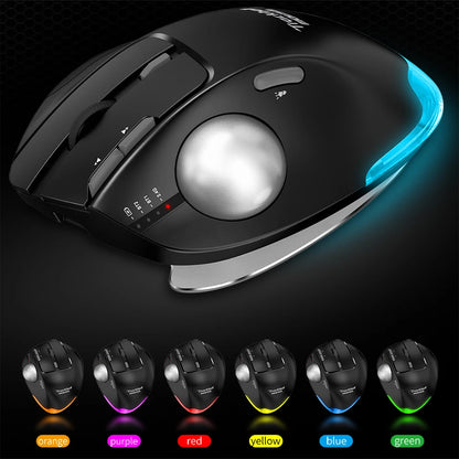 Wireless Bluetooth Trackball Mouse – RGB, 2.4G, Ergonomic, 3-Device Connection for PC & iPad
