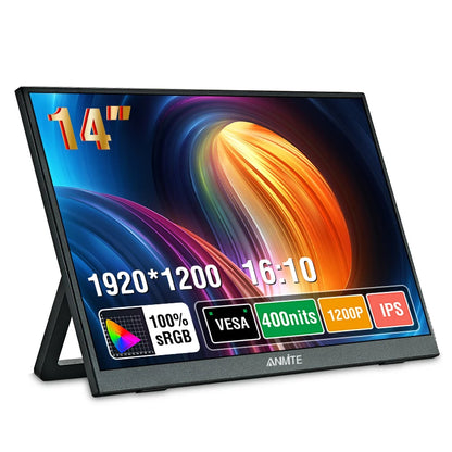Anmite Portable Monitor 14"/16" – 1920x1200 IPS HDR10, Touch Screen, for Xbox/PS4/PS5/Switch/PC/Laptop