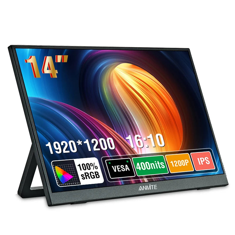 Anmite 14"/16" Portable Touch Monitor — 1200P HDR, 16:10, Low Blue Light