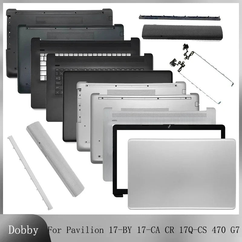 HP 17-BY/17-CA Laptop Replacement Parts — LCD Cover, Palmrest, Bottom Case (Silver/Black)