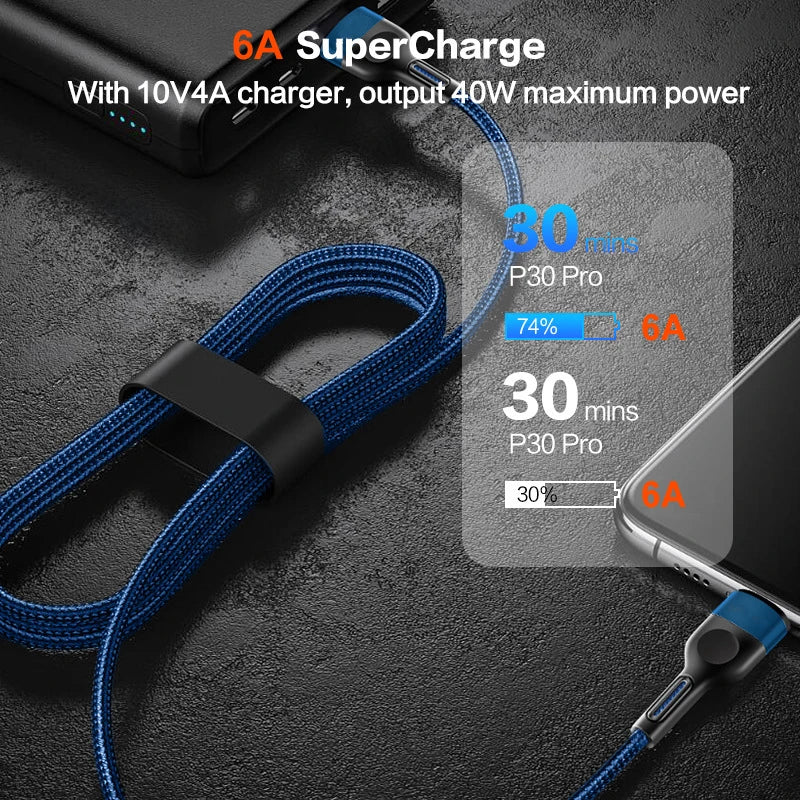 5A USB to Type-C Fast Charging Cable – Nylon Braided, for iPhone, Samsung, Xiaomi, Huawei