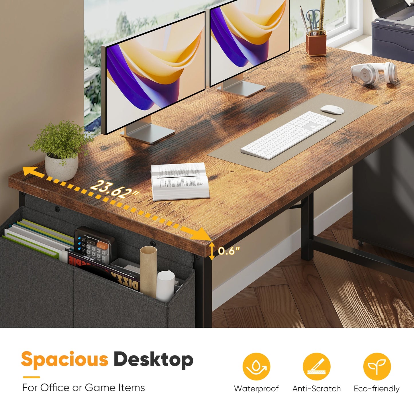 JHK 31–55" Adjustable Office & Gaming Desk – Metal Frame, Wood Tabletop & Storage Bag