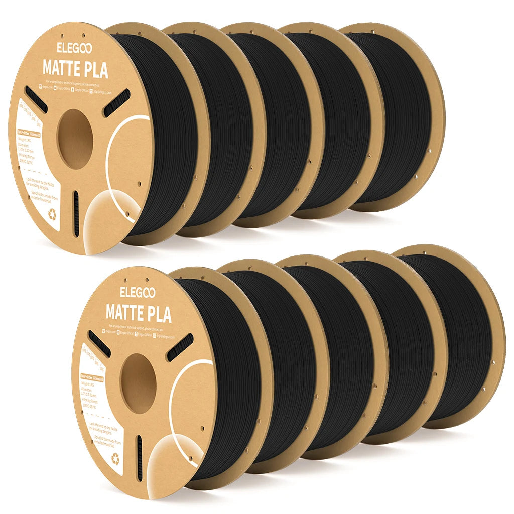 ELEGOO Matte PLA Filament 1.75mm 1KG – +/-0.02mm Accuracy, Cardboard Spool