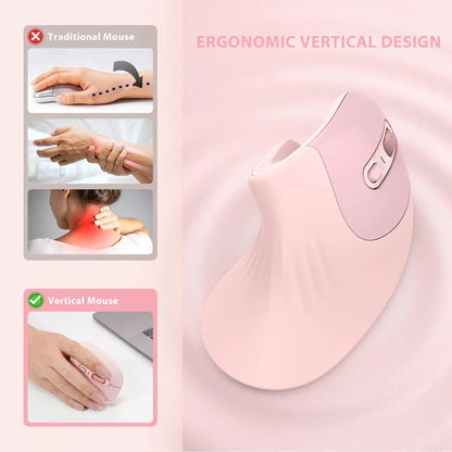 Seenda Bluetooth Vertical Ergonomic Mouse – Dual Mode 2.4G + BT, Silent, 2400 DPI, Mouse Jiggler, 3-Device Switch
