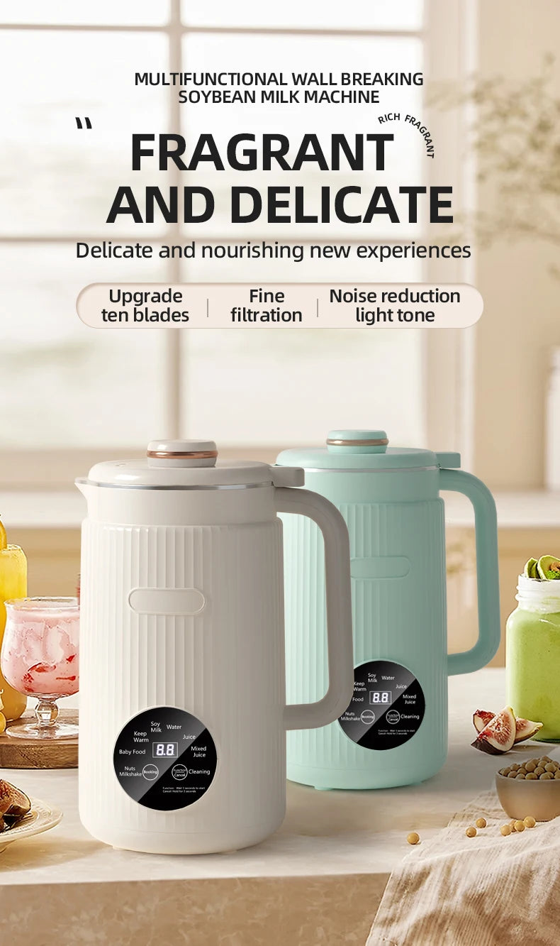 8-in-1 Automatic Nut Milk Machine & Coffee Maker – 40oz, Self-Cleaning, Delay Start, Keep Warm