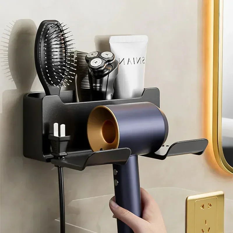 Wall-Mount Hair Dryer Holder with Suction Cup – No Drilling