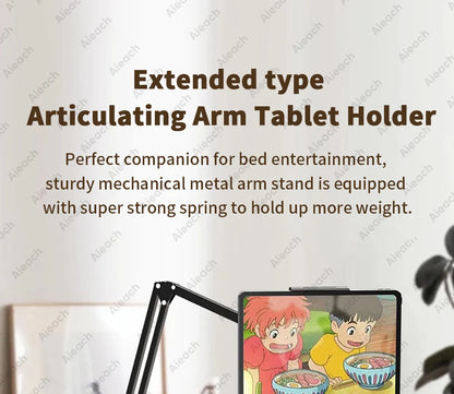 AIEACH 360° Rotating Bed Tablet Stand – 90cm Metal Arm, Fits 4.7–12.9" Phones & Tablets