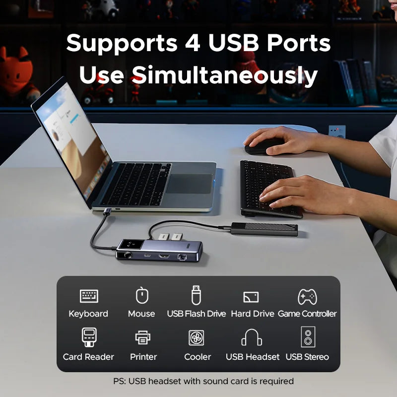 UGREEN Uno USB-C Hub – 4K60Hz HDMI, 1Gbps LAN, PD100W, USB 3.0