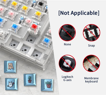 Cute Theme Keycaps 8-Piece Set – Cherry Profile, 5-Side Dye-Sub for Mechanical Keyboard