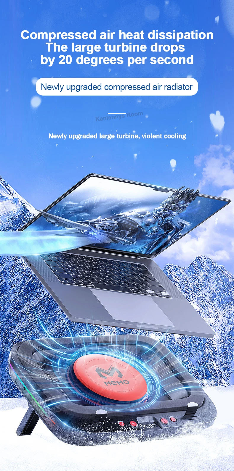 FL08 Laptop Cooling Pad – Powerful Adjustable Fan, Strong Airflow, Gaming Cooling Stand | AU/EU/UK/US Plug