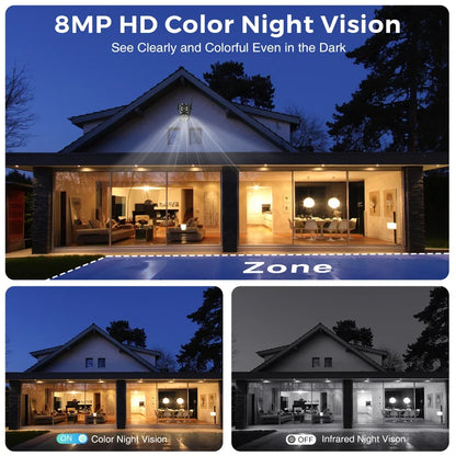 8MP 4K Dual Lens WiFi Security Camera – Night Vision, AI Detection