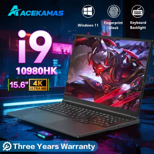 Erilles 15.6" Gaming Laptop | Intel Core i9-10980HK | Win 11 | IPS FHD | WiFi 6 | Fingerprint | 16GB DDR4