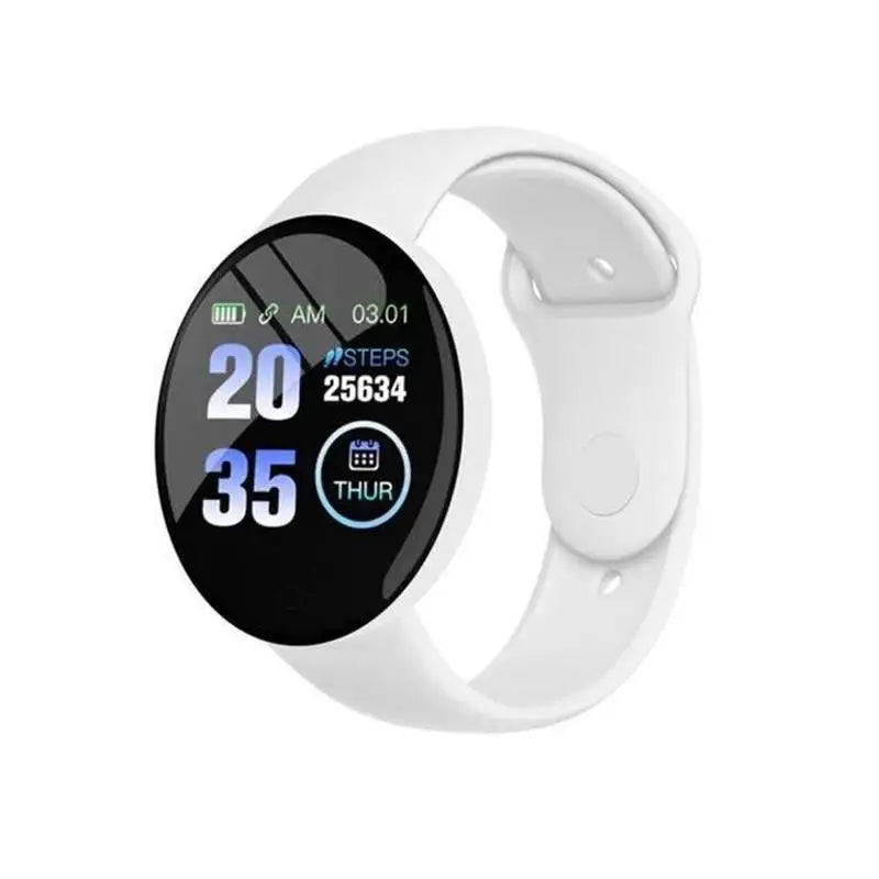 R.E.D. Shopping D18 Smartwatch with circular color screen, multi-sport modes, call and music control display.