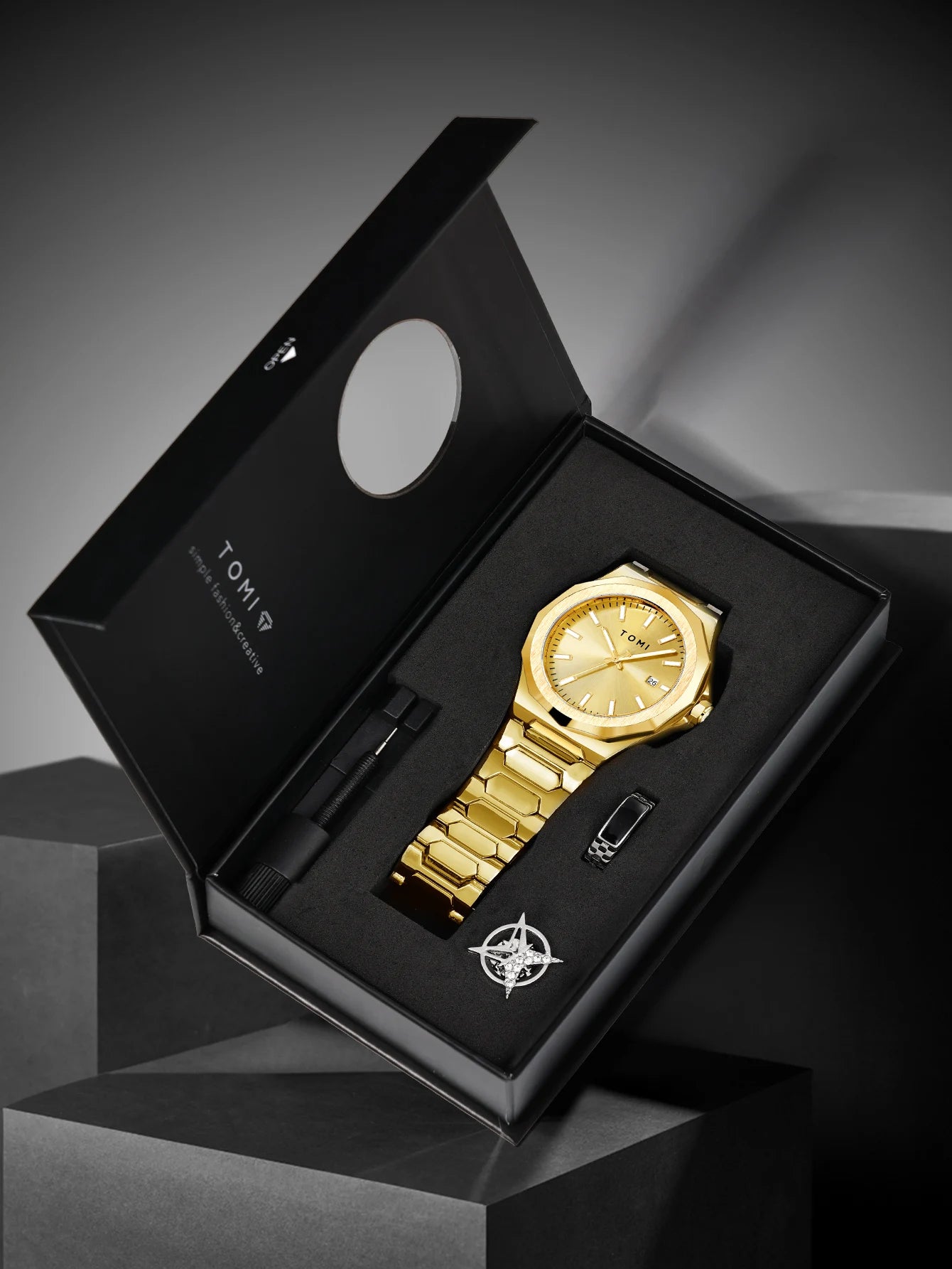 TOMI Luxury Men’s Watch & Gift Box Set – Business Quartz Watch