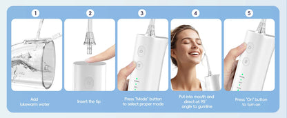 Electric Water Flosser Rechargeable | 300ml | IPX7 Waterproof | Home & Travel