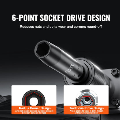 SucceBuy 1/2" Drive Impact Socket Set – 6-Point CR-V Steel for Auto Repair