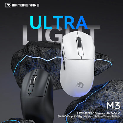 ATTACK SHARK × MAMBASNAKE M3 Superlight Gaming Mouse | 39g | PAW3395PRO | 40000 DPI | 200Hr Battery