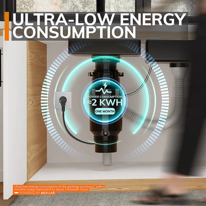 ROUNY 1/2 HP Continuous Feed Garbage Disposal with Sound Reduction – EU Plug