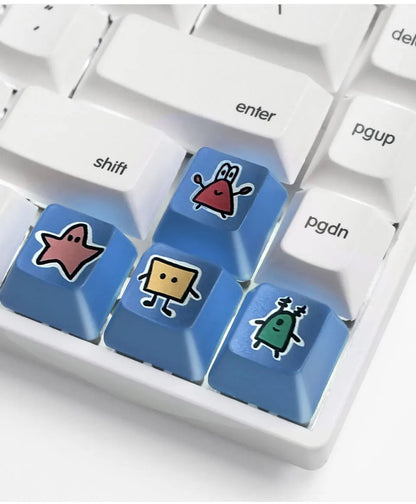 GGBEE Cute Theme Artisan Keycaps – 8pcs, 5-Side Dye-Sub, Cherry Profile, 4 Colors