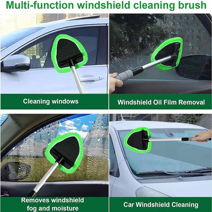 Telescopic Car Window Cleaning Brush Set | Microfiber Glass Cleaner, Scraper & Mist Eliminator for Windshield