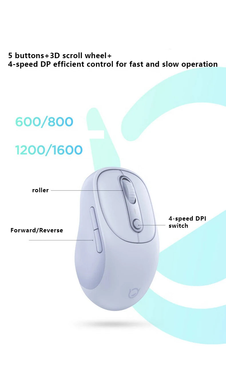 Lenovo Xiaoxin Plus Bluetooth Dual-Mode Silent Wireless Mouse – Rechargeable, 1600 DPI