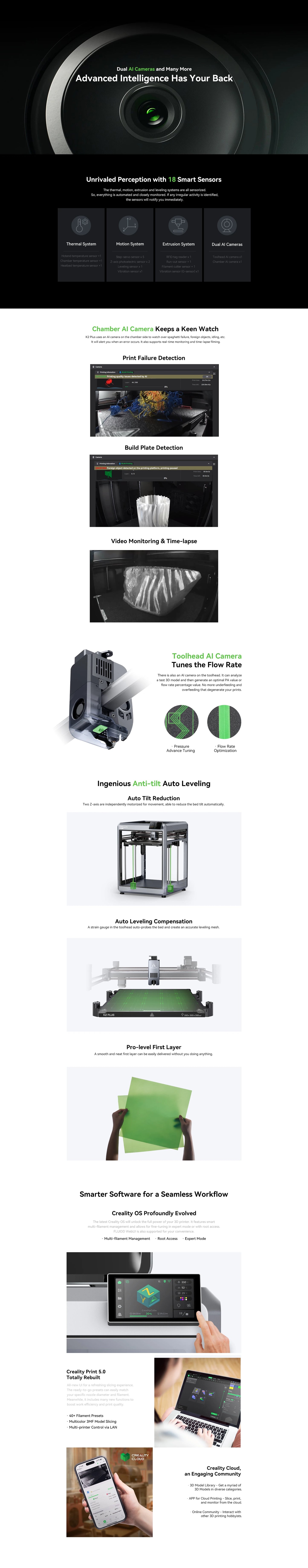 Creality K2 Plus Combo 3D Printer – Multi-Color, CFS, 600mm/s, Auto Leveling