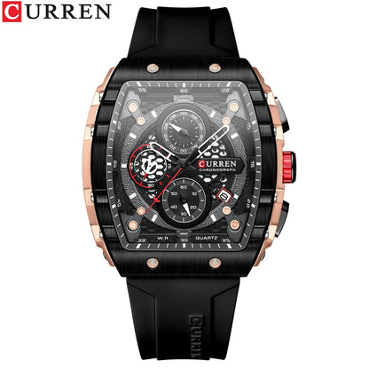 CURREN Men's Fashion Watch – Unique Square Design, Luxury Quartz Sport, Waterproof