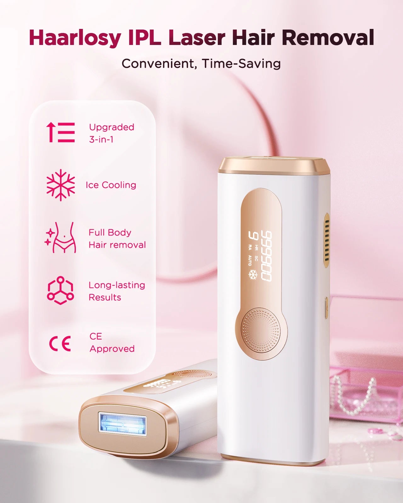 IPL Hair Removal Device – 990,000 Flashes, Permanent Painless Hair Remover for Men & Women, Body & Face