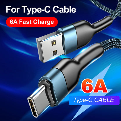 5A USB to Type-C Fast Charging Cable – Nylon Braided, for iPhone, Samsung, Xiaomi, Huawei