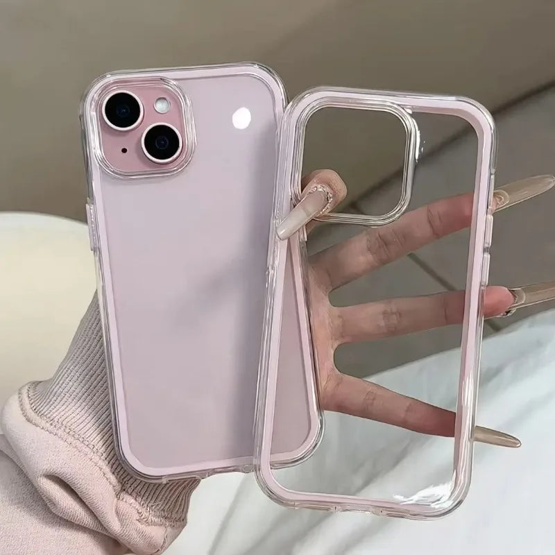 Luxury Candy Color Clear Phone Case | Shockproof Acrylic Bumper for iPhone 17/16/15/14/13/12/11 Pro Max