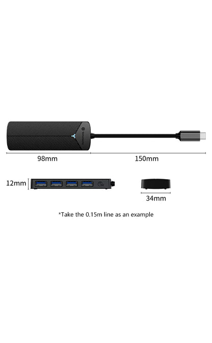 Yottamaster 4-in-1 USB 3.0 Hub | 5Gbps | Ultra-Slim OTG Adapter | USB-A & Type-C | For PC & Mac