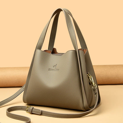 Soft PU Leather Tote Bag - Large Capacity Women's Shoulder Handbag