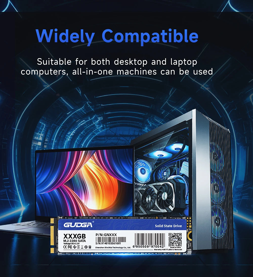 GUDGA M.2 SATA SSD – 128GB to 1TB Internal Drive (2242 & 2280)