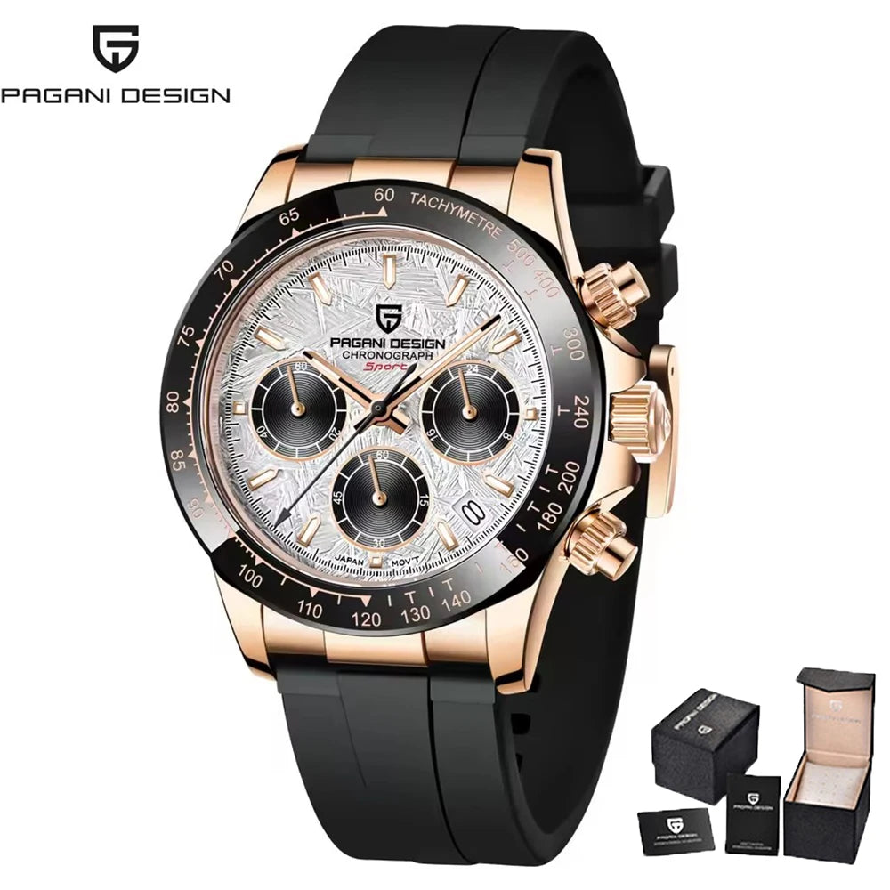 PAGANI DESIGN Men's Luxury Chronograph Watch – 100M Waterproof, Quartz Sport Wristwatch, Gift