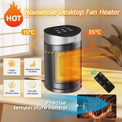 Electric Space Heater 1500W – Energy Saving Hot Air Heater with Remote Control & Timer