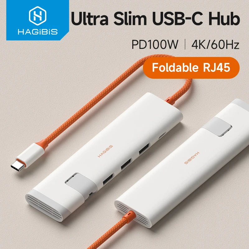 Hagibis USB-C Hub Multiport | 4K HDMI | RJ45 Ethernet | Heat Dissipation | MacBook & Laptops