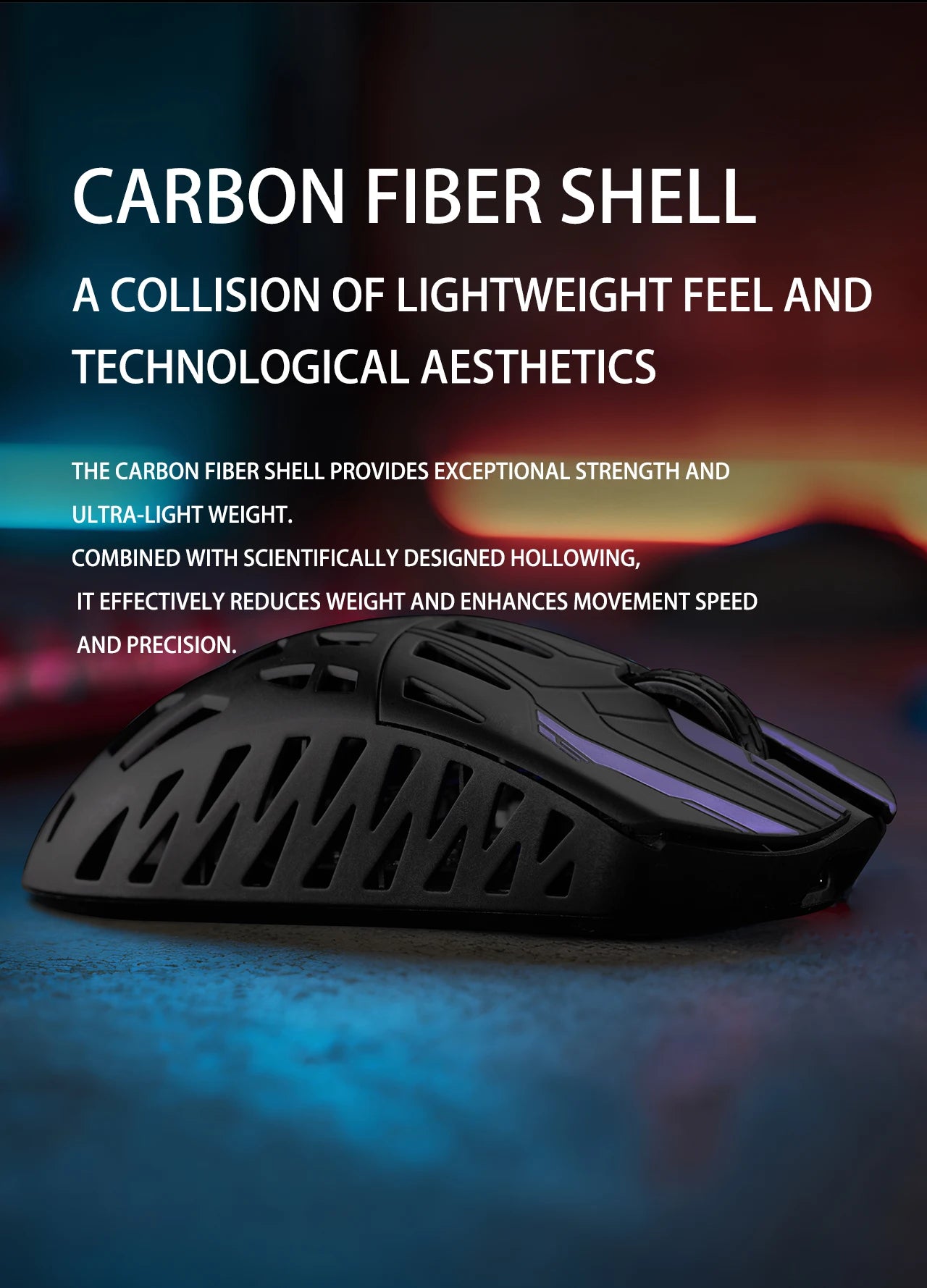IROK HE6 Ultra Wireless Gaming Mouse – 30000 DPI, Carbon Fiber, PAW3950, Dual Mode, E-Sports