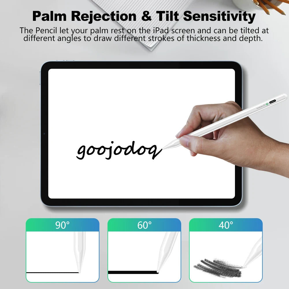 GOOJODOQ Bluetooth Stylus Pen for iPad | Apple Pencil 1 & 2 Compatible | Pro 11/12.9, Air 4/5, 2018–2023 | White / With Cover