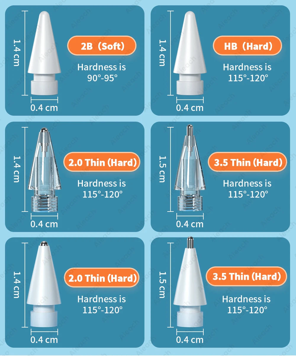 Apple Pencil Replacement Nibs | 2B HB Soft Hard Tips | For Apple Pencil 1st 2nd 3rd Gen & USB-C
