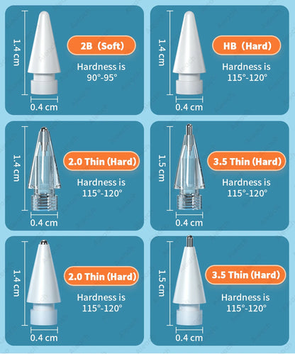 Apple Pencil Replacement Nibs | 2B HB Soft Hard Tips | For Apple Pencil 1st 2nd 3rd Gen & USB-C
