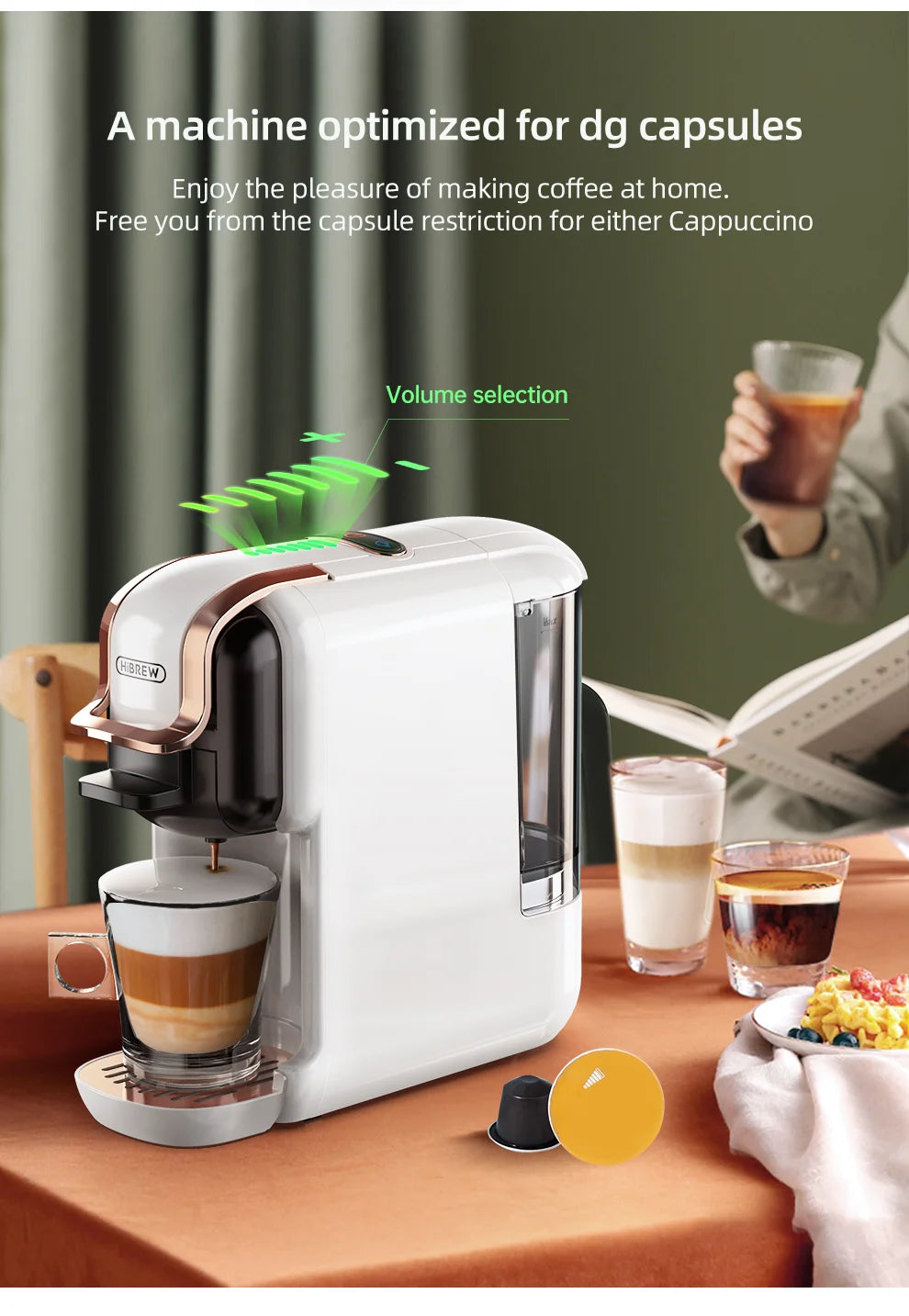 HiBREW H2B Cold & Hot Coffee Maker | 5-in-1 | Nespresso & Dolce Gusto Compatible | EU 220V