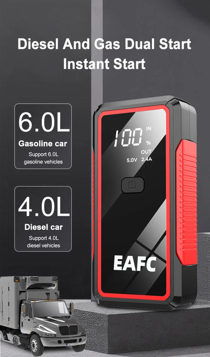 Car Jump Starter 600A-2000A | 12V Portable Battery Booster & Power Bank for Emergency Start (EAFC)
